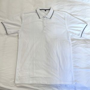 Men’s Cotton Casual Solid Color Short Sleeve Polo Shirt: Medium
